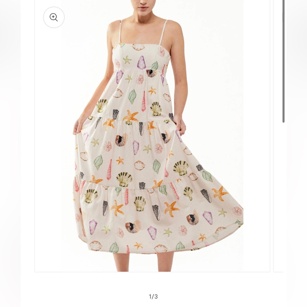 Watercolor Seashell and Starfish Tiered Beach Dress large - Picture 2 of 3